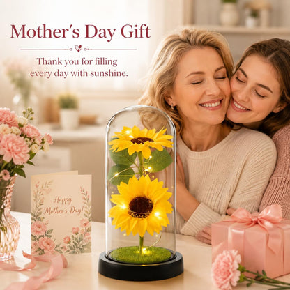 Sunflower Gifts for Women,Sunflower Lamp,Preserved Sunflower in Glass Dome | Light up Sunflower,Sun Flowers Home Decor,Gifts for Sunflower Lovers,Present for Christmas,Birthday,Mothers Day