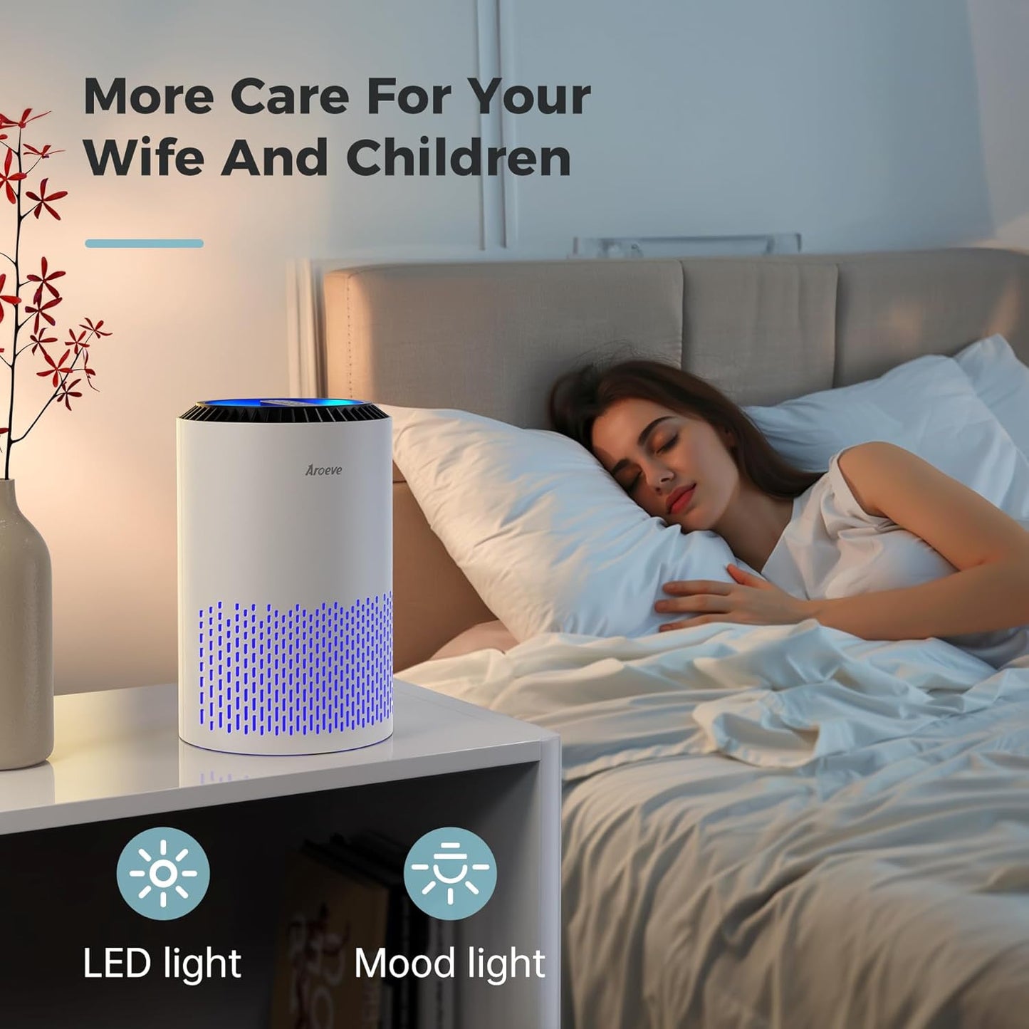 Air Purifiers for Bedroom with Sleep Mode Speed Control-Mk01A(White) | Energy Star Efficiency, Meet Global Recycled Standard, 360-Degree Air Inlets, 22Db Noise Level, Aromatherapy Function