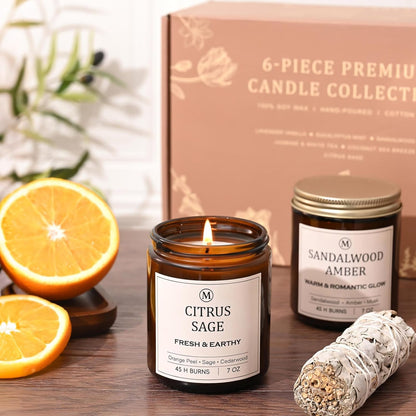 Scented Candles for Home, 6-Pack Soy Candle Gift Set, up to 300 Hours | Six Relaxing Scents, 7Oz Each. Natural Long-Lasting Aromatherapy Candles for Home, Spa Relaxation & Birthday Gifts for Women