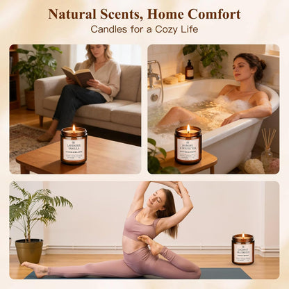 Scented Candles for Home, 6-Pack Soy Candle Gift Set, up to 300 Hours | Six Relaxing Scents, 7Oz Each. Natural Long-Lasting Aromatherapy Candles for Home, Spa Relaxation & Birthday Gifts for Women