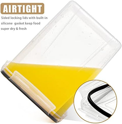 Flour Storage Containers 5.2L, 4 PCS Food Storage Containers, Black | for Bulk Flour and Sugar Storage, Airtight Seal, BPA Free, Food Grade Material, 20 Labels Included