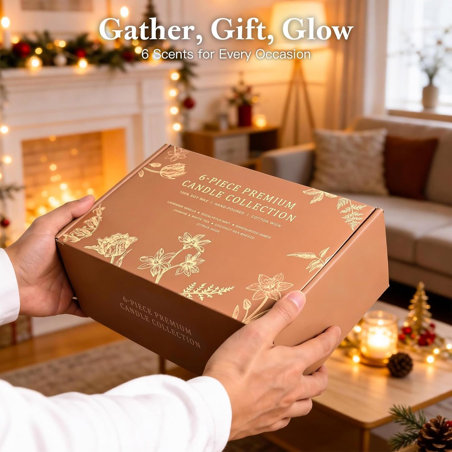 Scented Candles for Home, 6-Pack Soy Candle Gift Set, up to 300 Hours | Six Relaxing Scents, 7Oz Each. Natural Long-Lasting Aromatherapy Candles for Home, Spa Relaxation & Birthday Gifts for Women